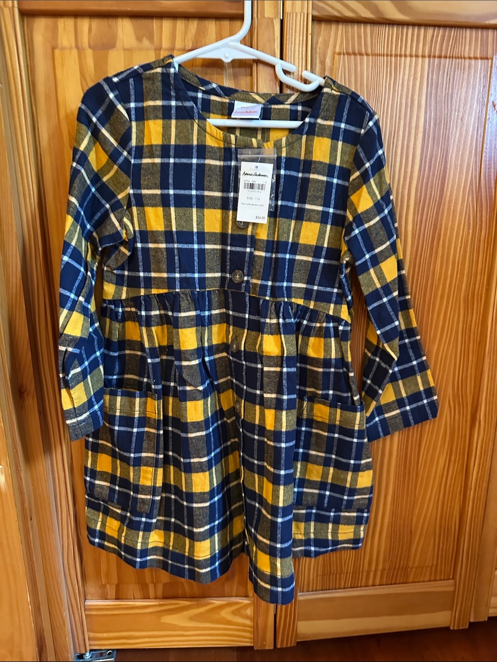 Hanna Andersson Yellow and Navy Plaid Casual Kids Dress